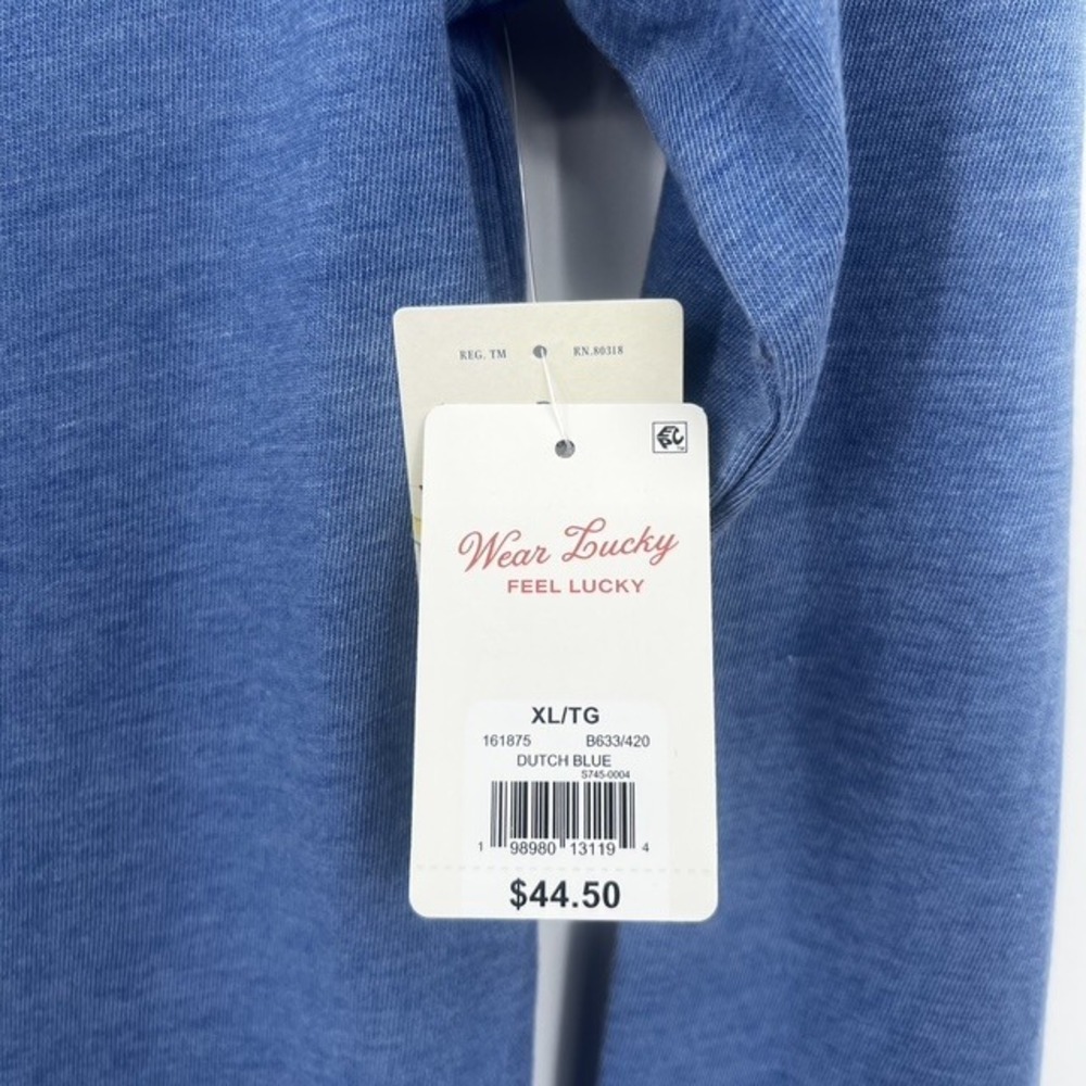 NWT Lucky Brand Men's Venice Burnout Long Sleeve Blue Henley Shirt Size XL - Picture 3 of 7